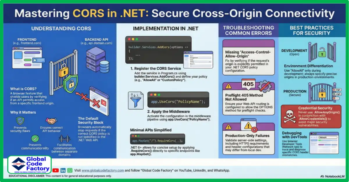 CORS in .NET explained showing cross origin requests implementation errors and security best practices